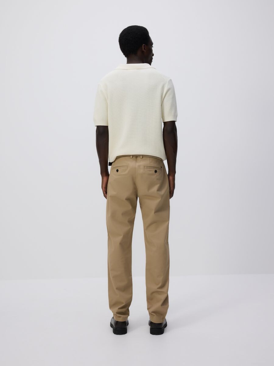 Chino slim trousers with belt - beige - RESERVED - 3