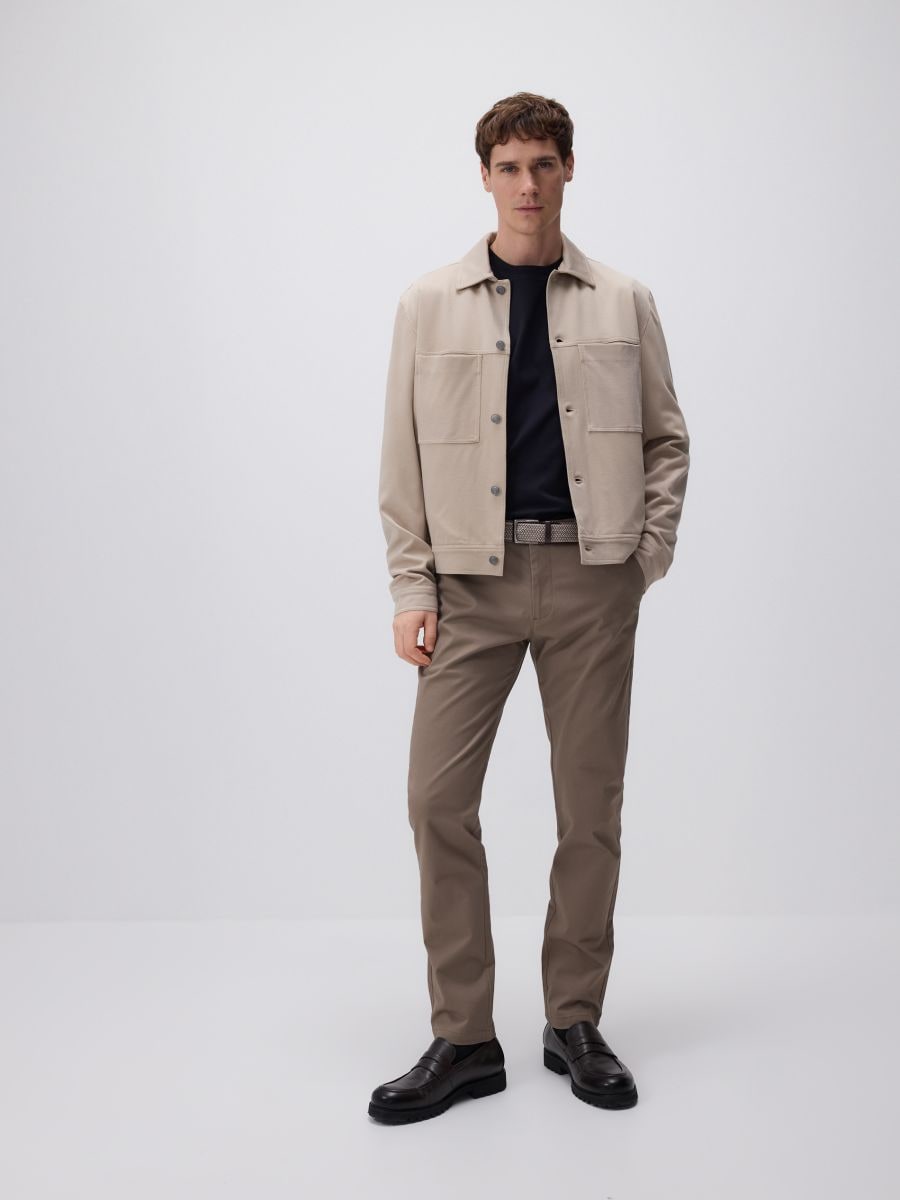 Chino slim trousers with belt - brown - RESERVED