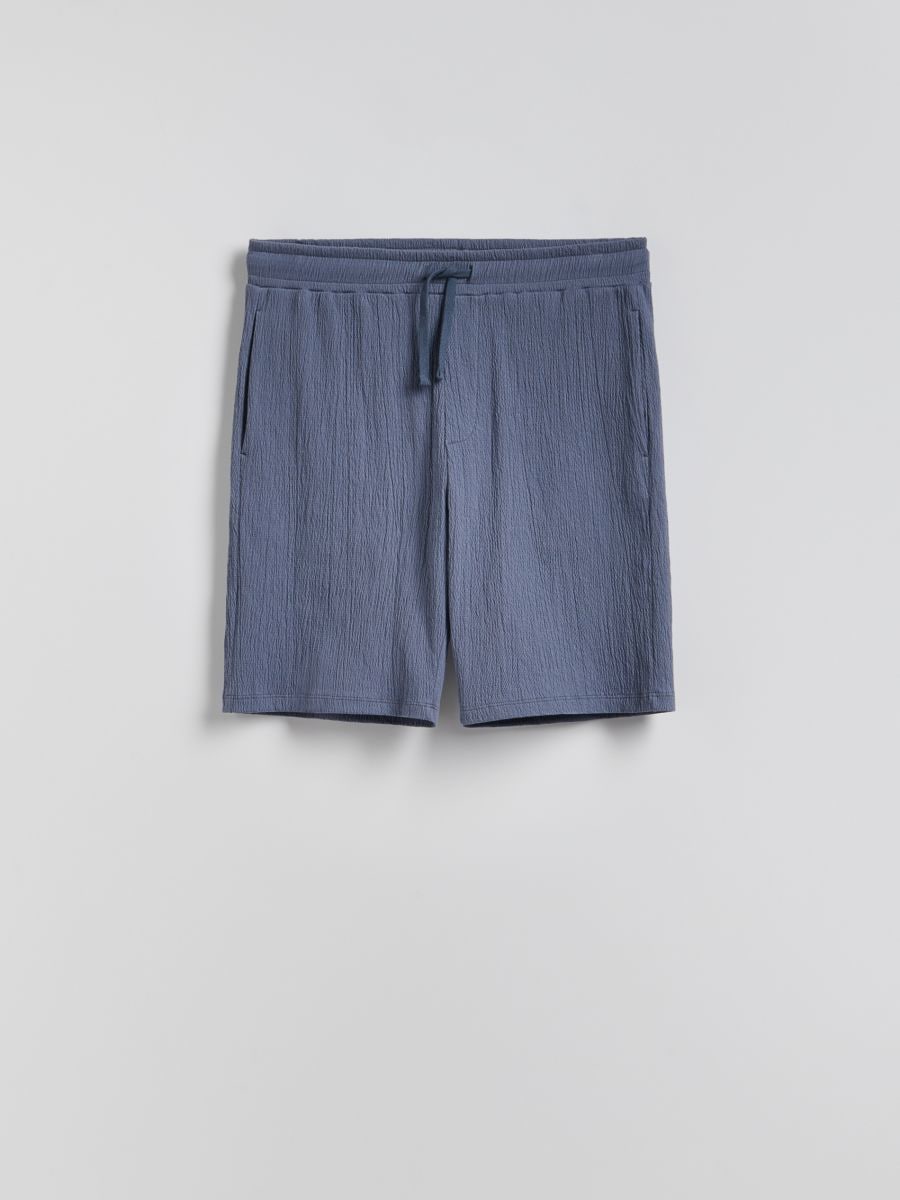 Shorts i strukturstof i regular fit - steel blue - RESERVED - 5