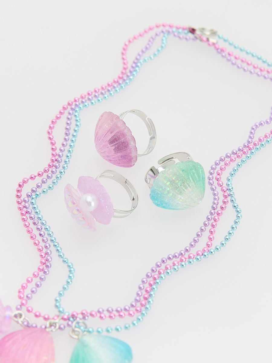 Necklace and ring set 6-pack - multicolor - RESERVED - 2