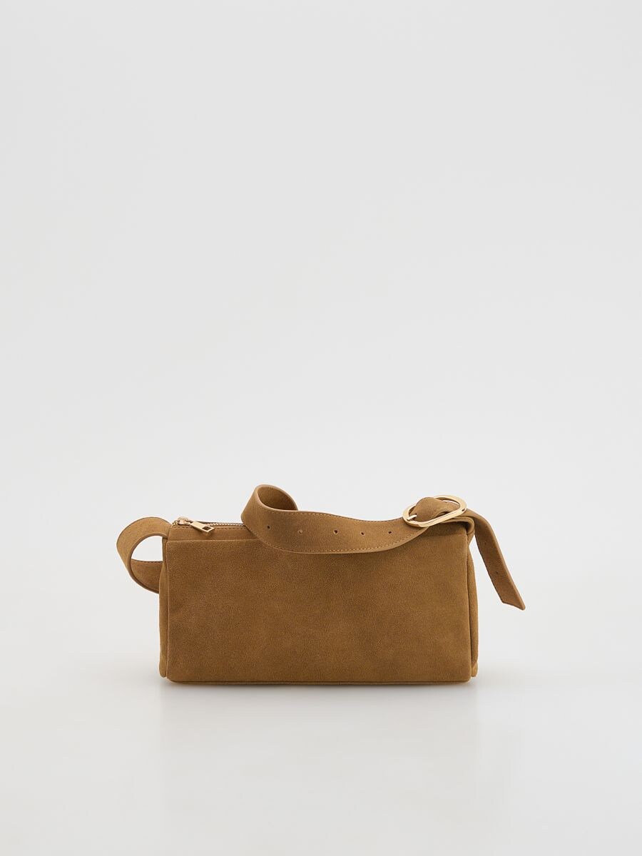 Suede shoulder bag - golden brown - RESERVED