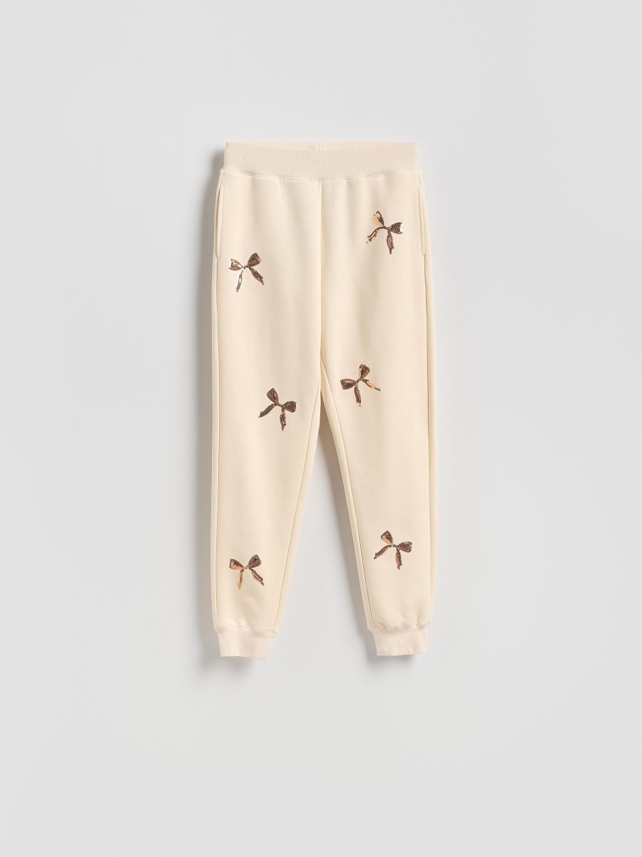 Sweatpants with appliques - cream - RESERVED