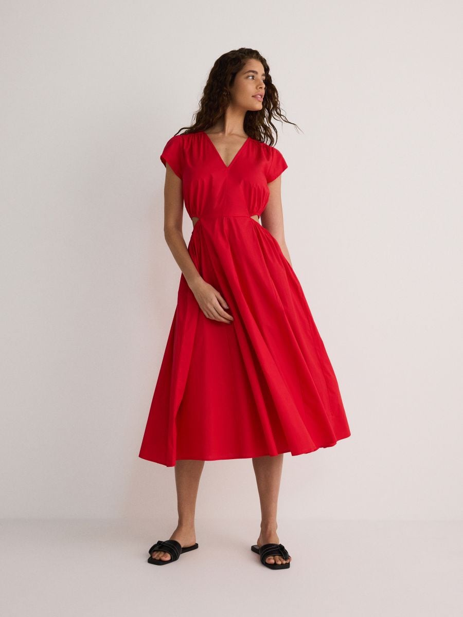 Midi haljina s izrezima - crvena - RESERVED