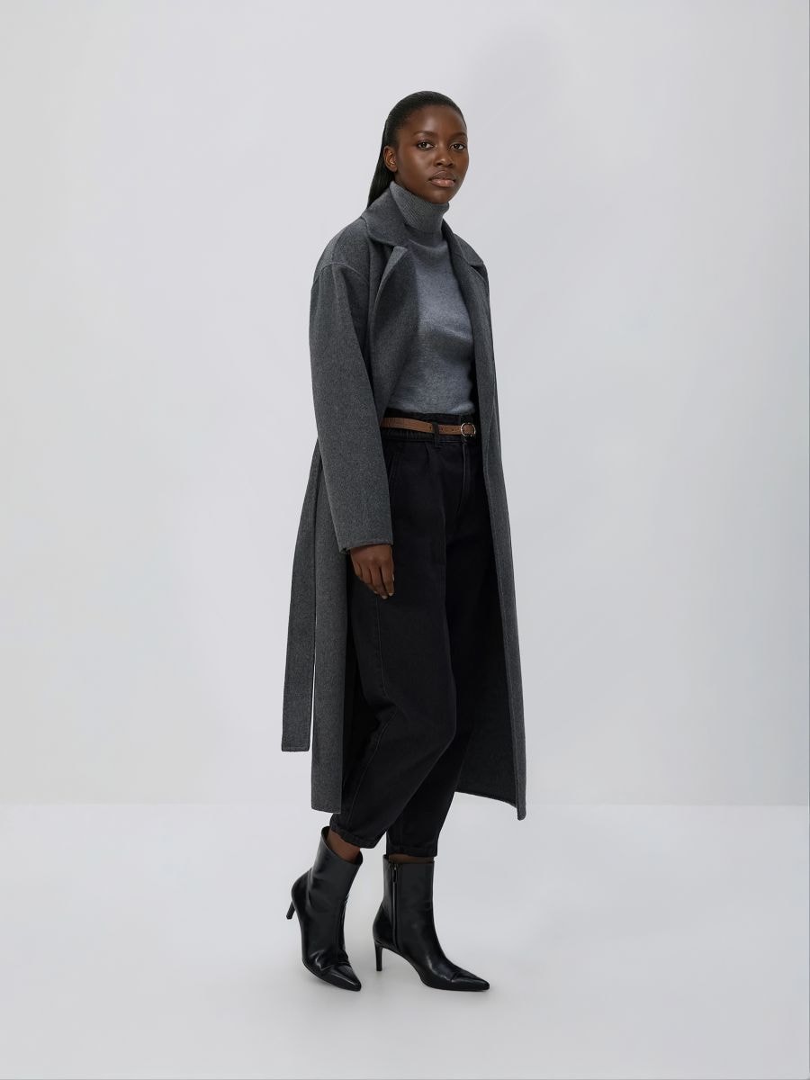 Paperbag τζιν με ζώνη - μαυρο - RESERVED