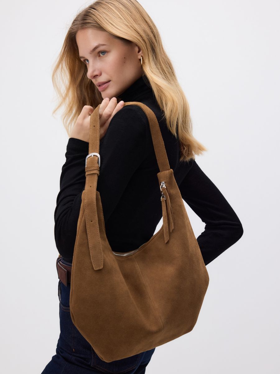 Sac hobo en daim - beige - RESERVED