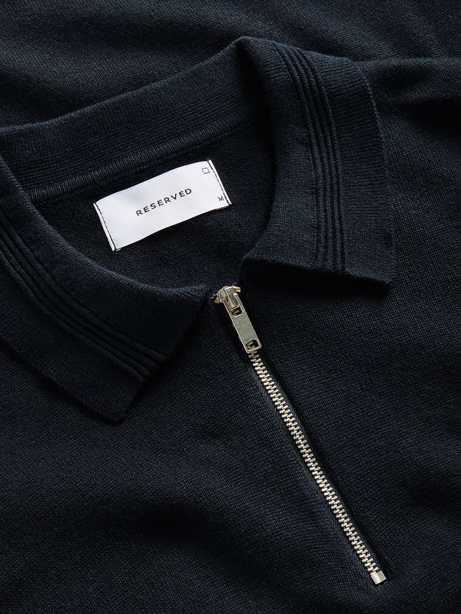 Camisola com decote com fecho de correr - PRETO - RESERVED - 5