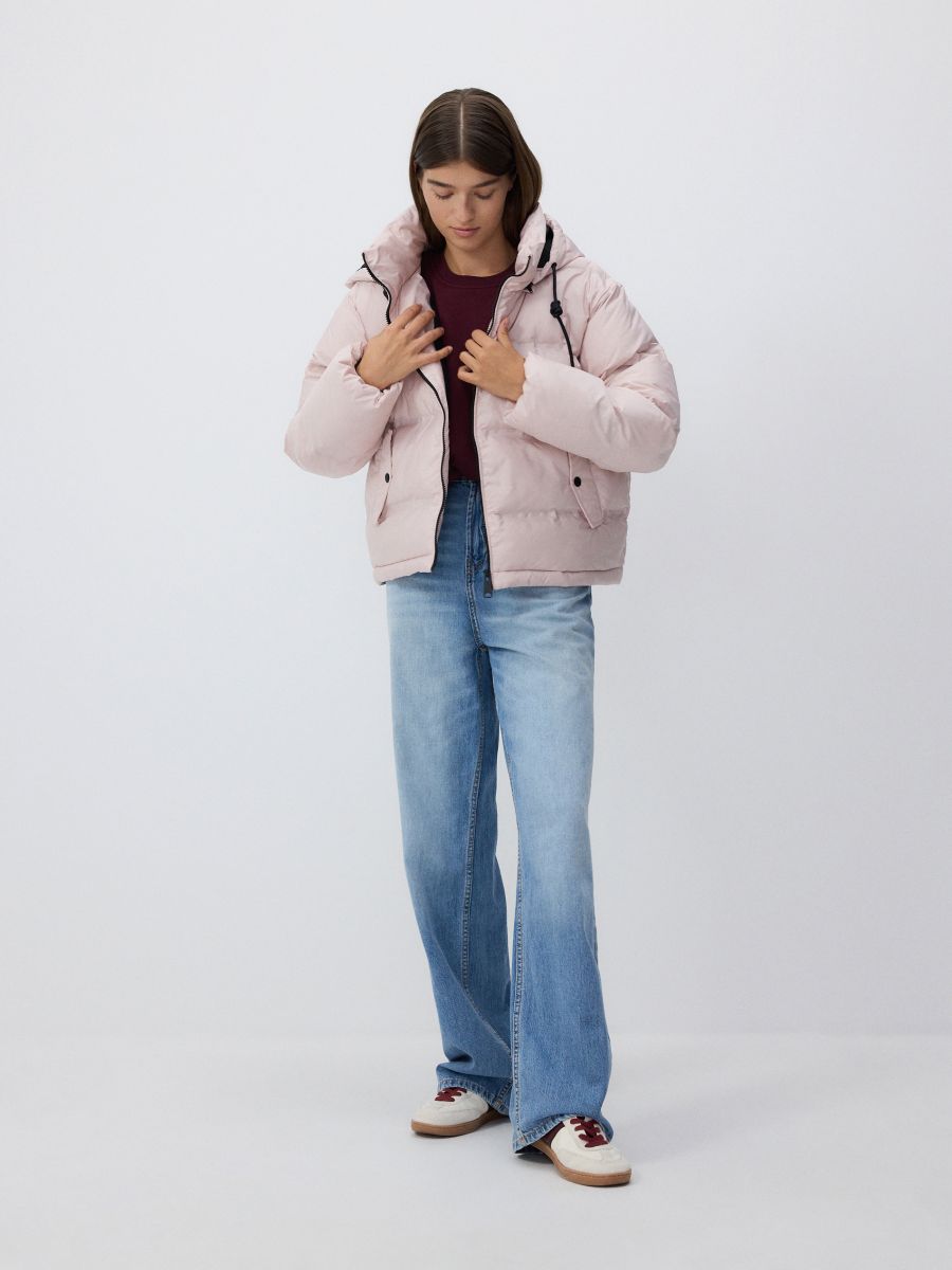 Quilted jacket with hood Color pastel pink - RESERVED