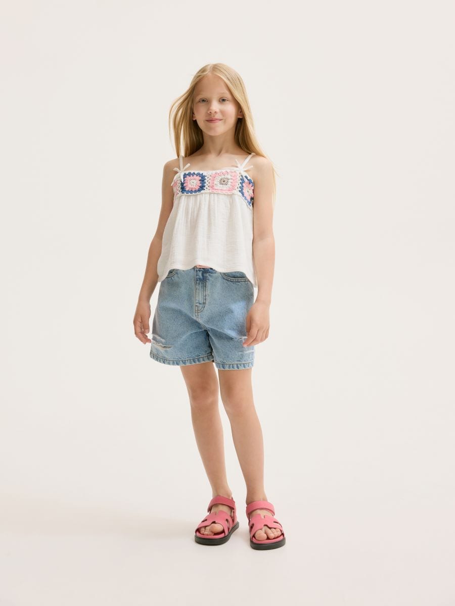 Blouse with decorative appliqué - cream - RESERVED - 4