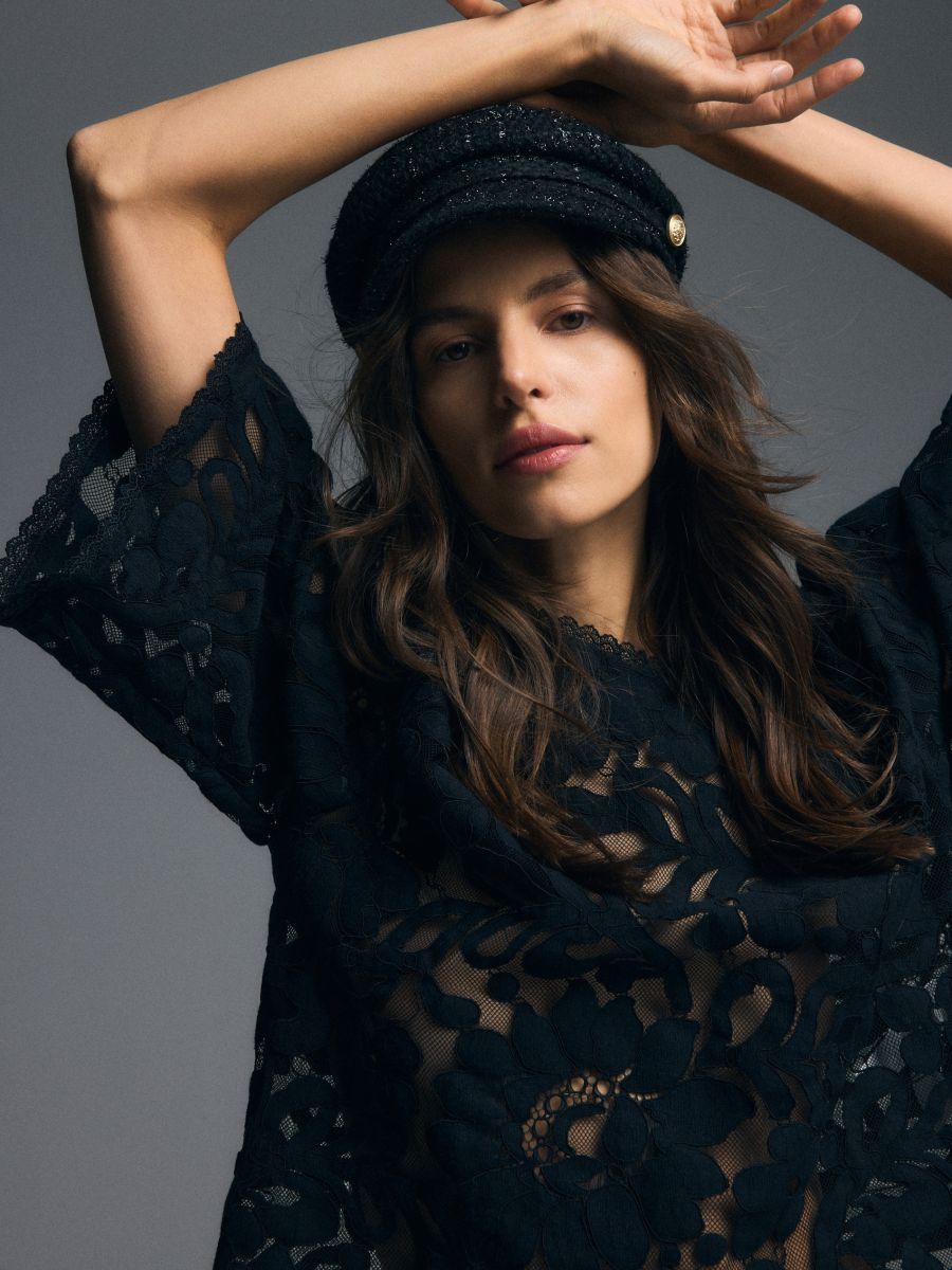 Wool blend flat cap - black - RESERVED