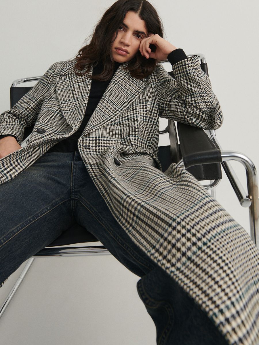 Double breasted check coat - multicolor - RESERVED - 3