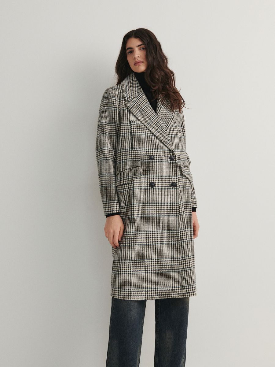 Double breasted check coat - multicolor - RESERVED - 2