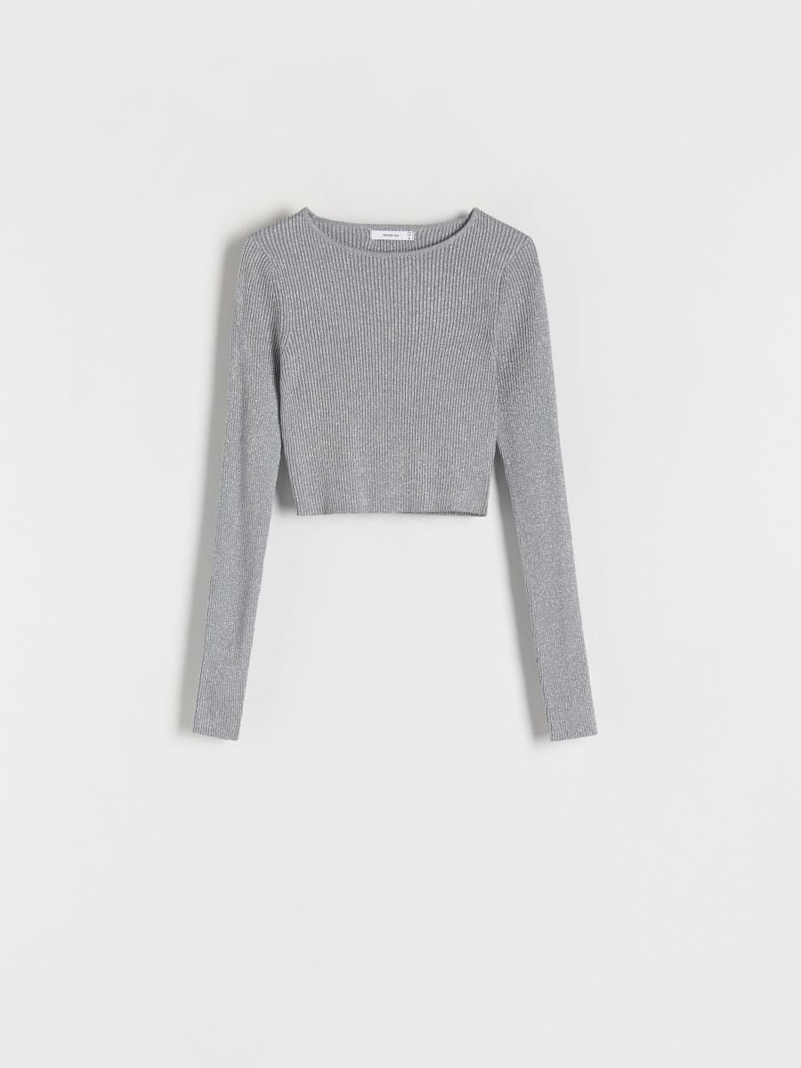 Metallic knit jumper - light grey - RESERVED