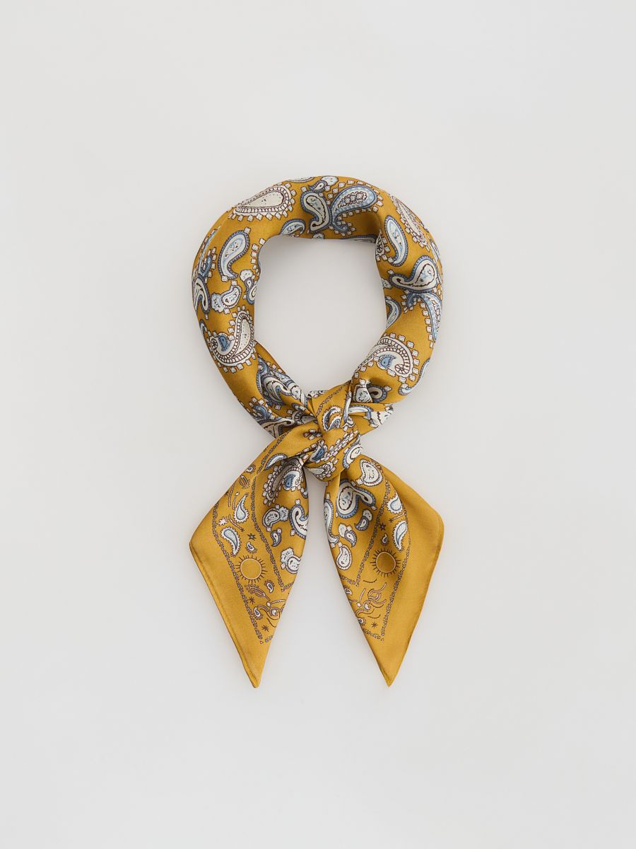 Patterned neckerchief - warm olive - RESERVED