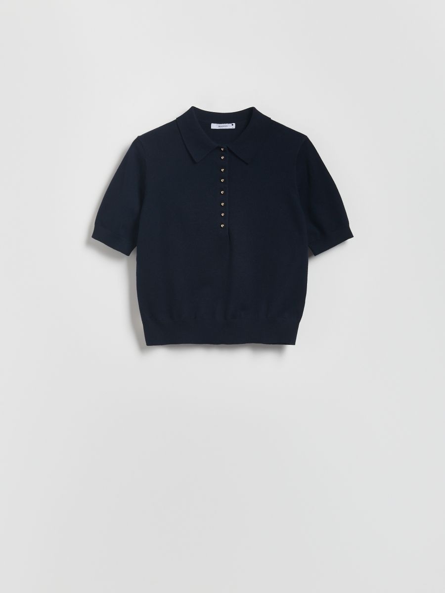 Jumper with collar - navy - RESERVED