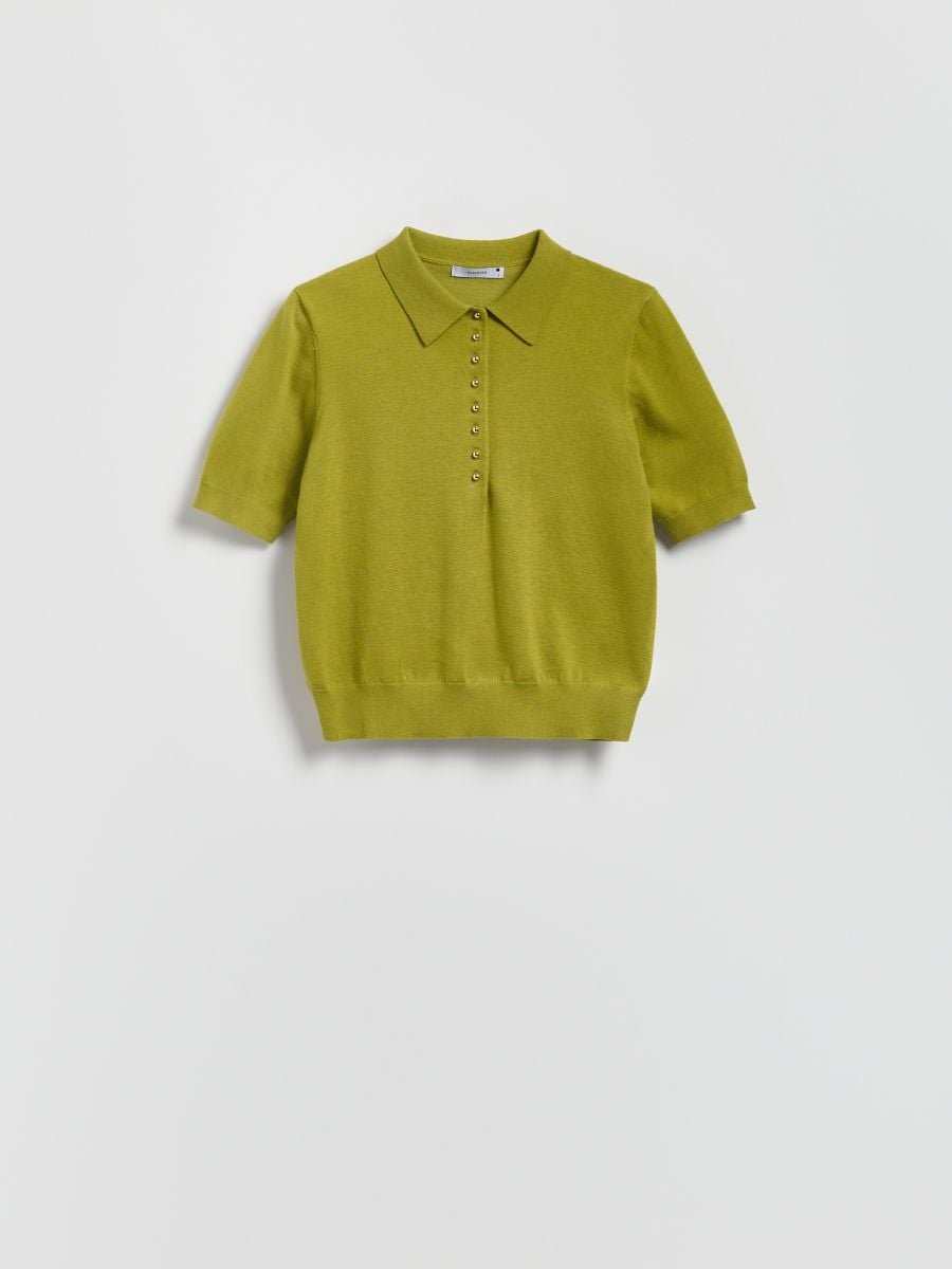 Pullover mit Kragen - helles Olivgrün - RESERVED