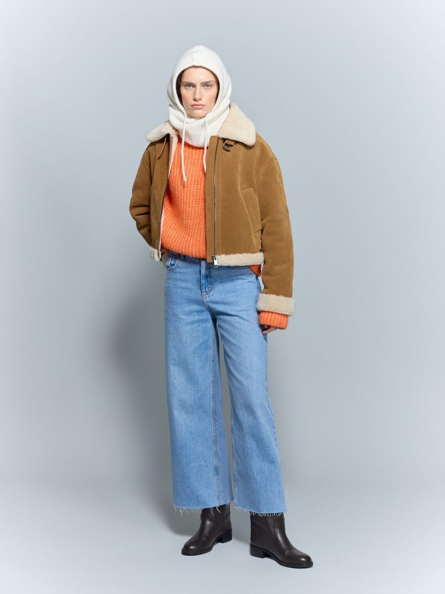 Pletená čiapka balaclava - telová - RESERVED