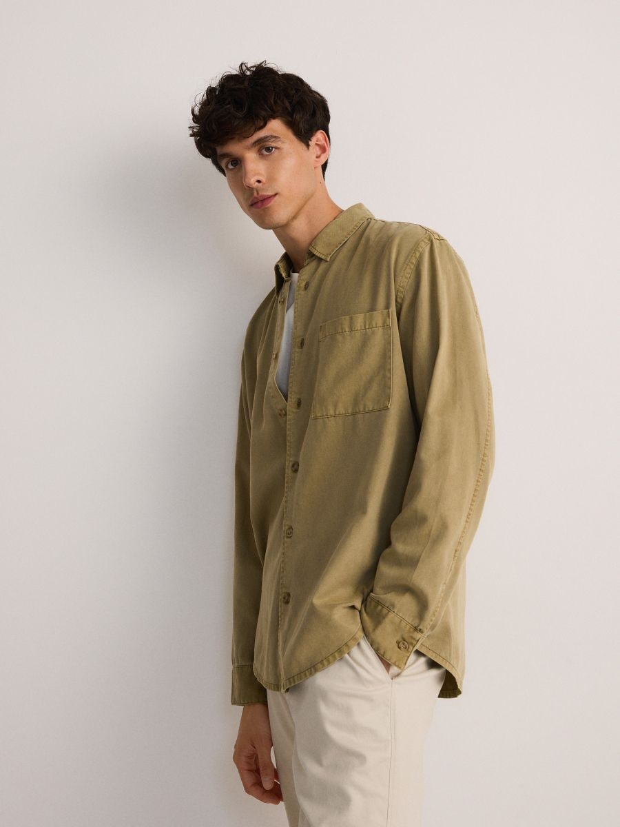 Lyocell rich comfort fit shirt - beige - RESERVED