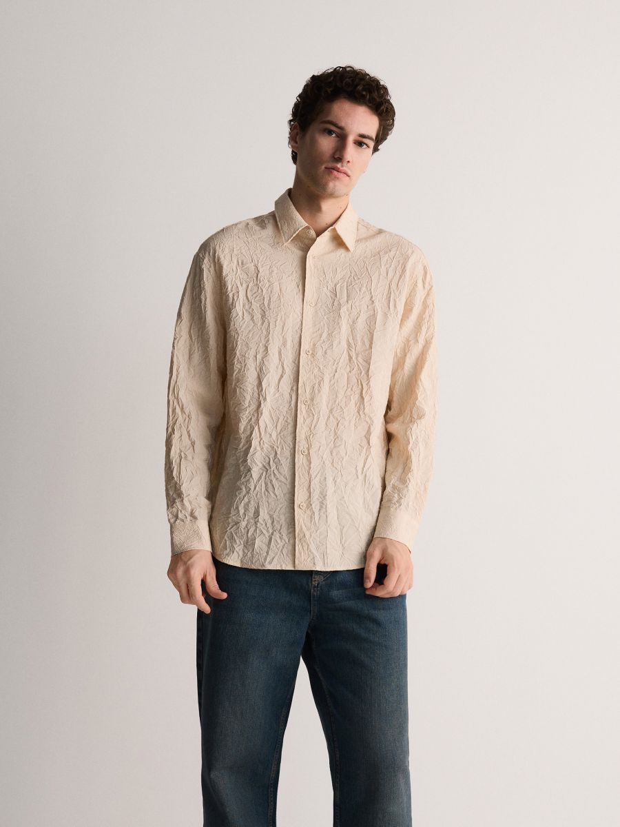 Crushed effect shirt - wheat - RESERVED
