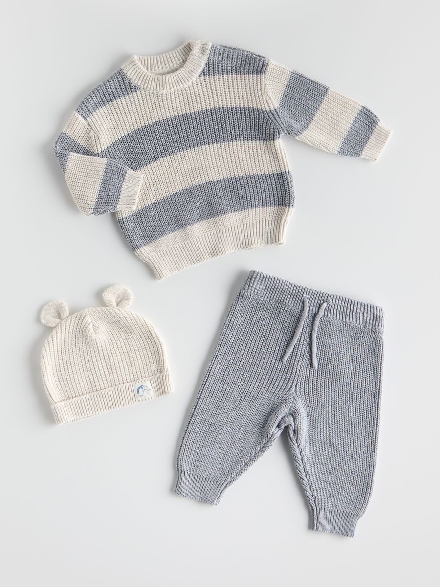 Conjunto de punto con gorro - gris oscuro - RESERVED