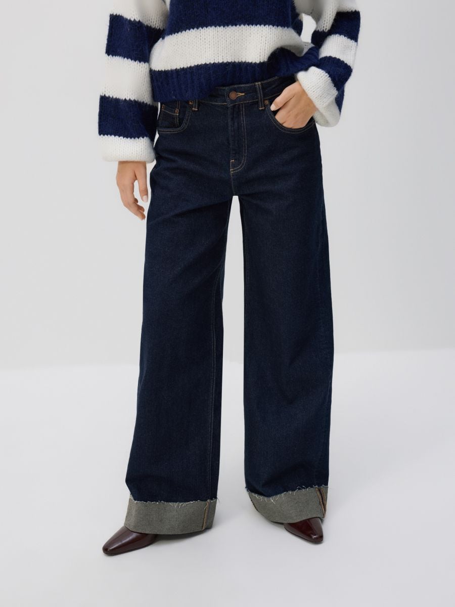 Джинси кльош з підгином - темно-синій - RESERVED