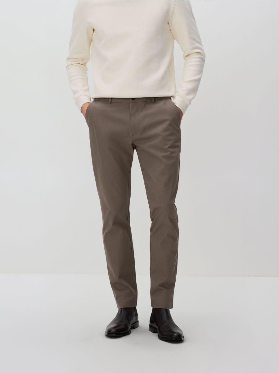 Chino slim fit trousers - coffee - RESERVED