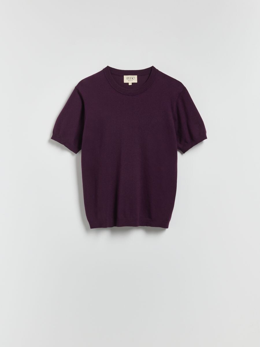 Pulover s kratkim rukavima od vune - ljubičasto - RESERVED