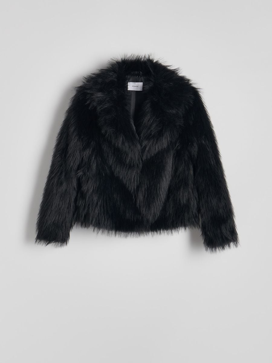 Faux fur jacket - black - RESERVED