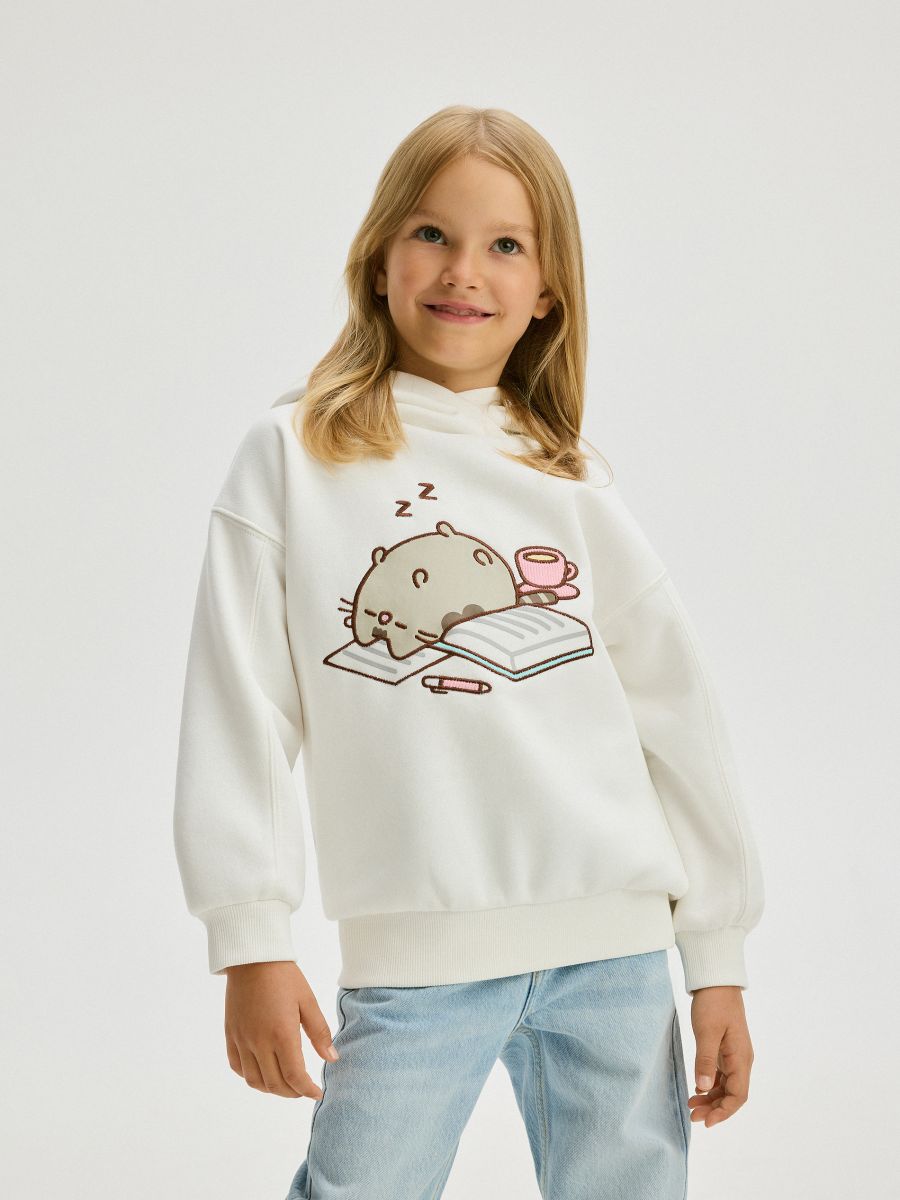 Pusheen hoodie with appliqué - cream - RESERVED