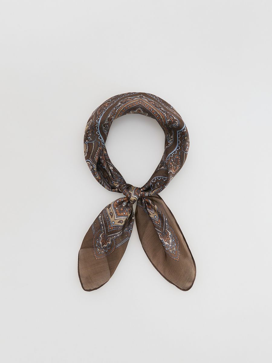 Silk scarf - dark brown - RESERVED