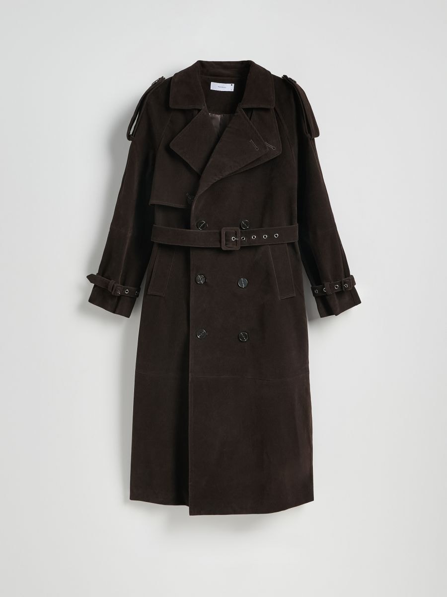 LADIES` COAT & BELT - dark brown - RESERVED