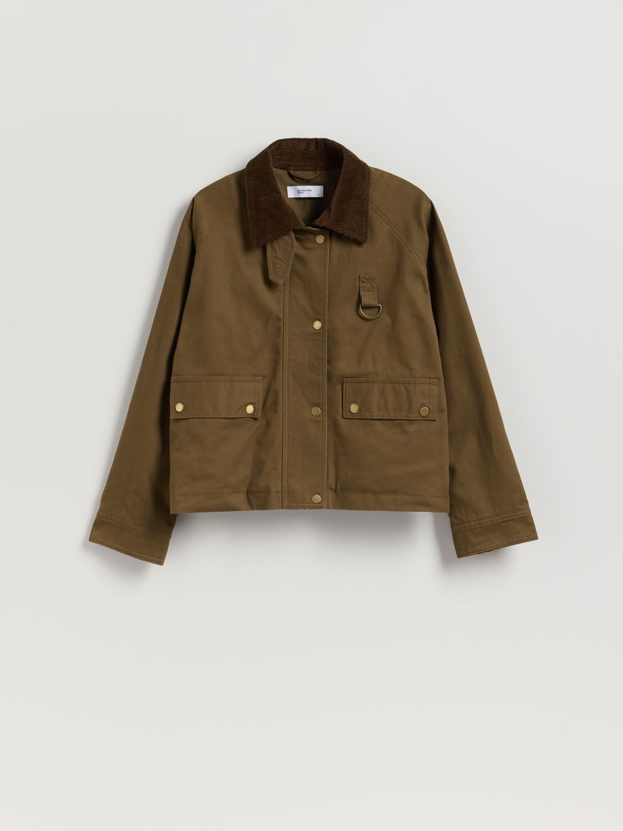 Jacket with corduroy collar - green - RESERVED