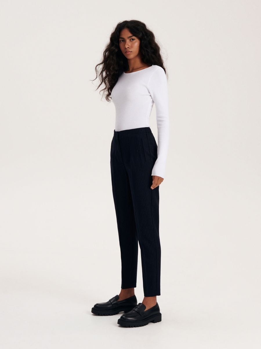 Trousers with pressed crease - multicolor - RESERVED - 3