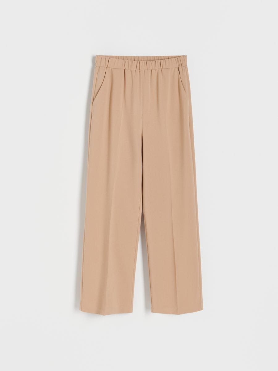 Trousers with pressed crease - beige - RESERVED - 3