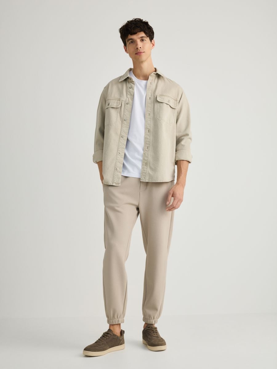 Regular fit tracksuit bottoms - beige - RESERVED - 2