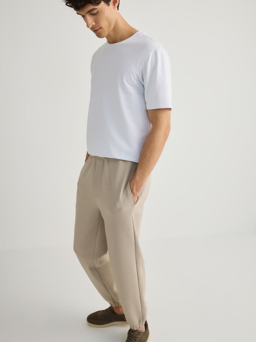 Regular fit tracksuit bottoms - beige - RESERVED - 3