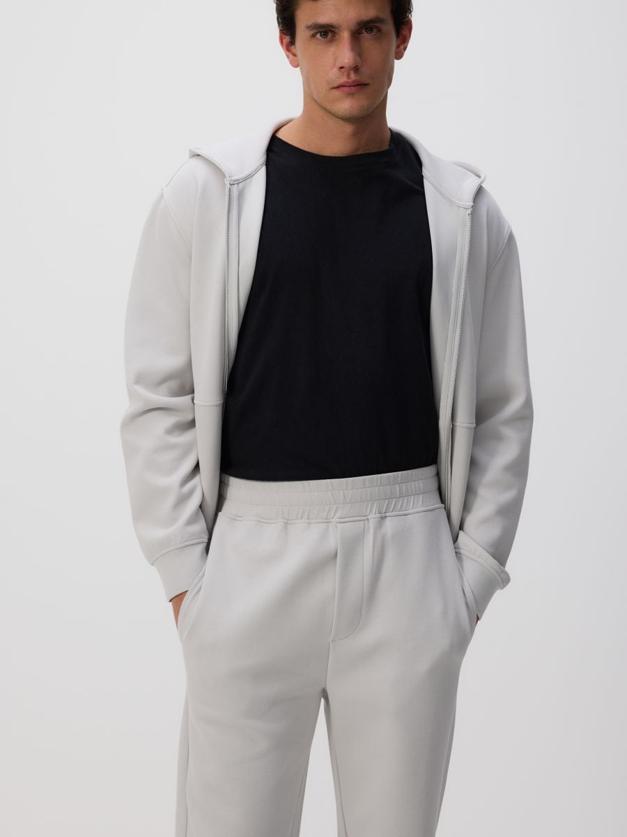 Regular fit tracksuit bottoms - light grey - RESERVED - 4