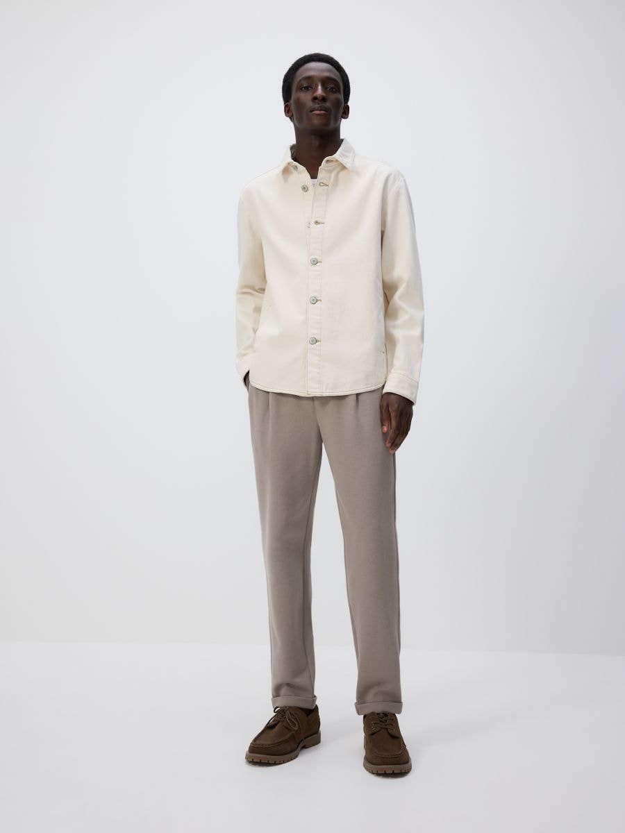 Joggers with tie up waist - beige - RESERVED - 3