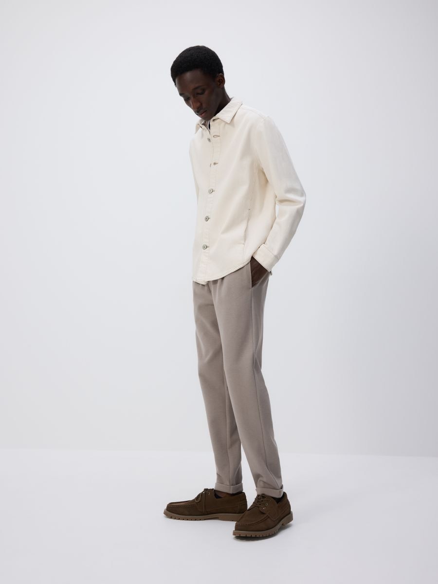 Joggers with tie up waist - beige - RESERVED - 4