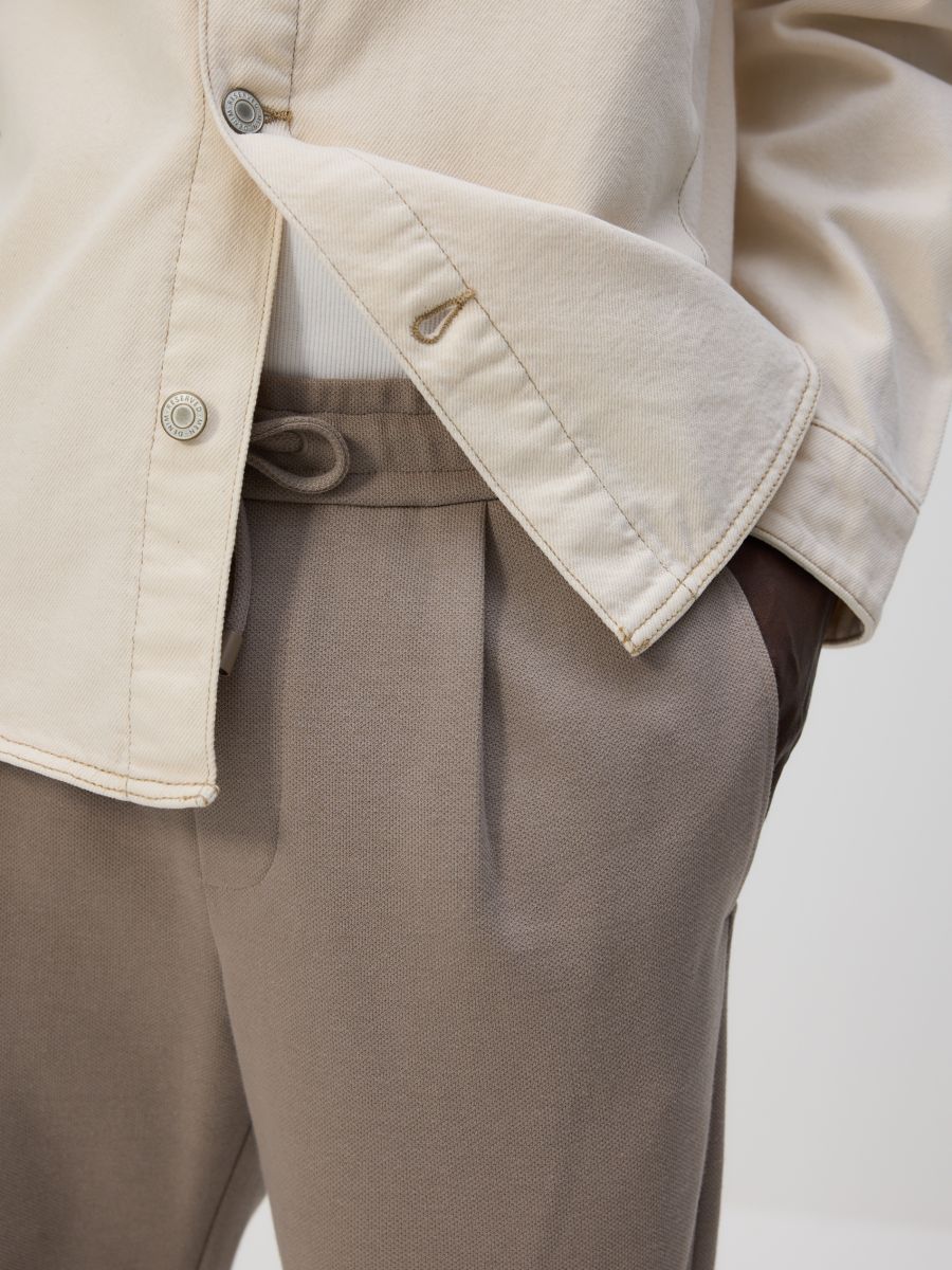 Joggers with tie up waist - beige - RESERVED - 5