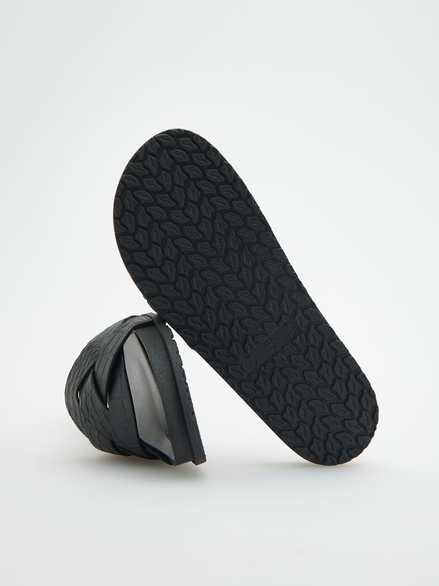 High heel slides with woven vamp - black - RESERVED - 6