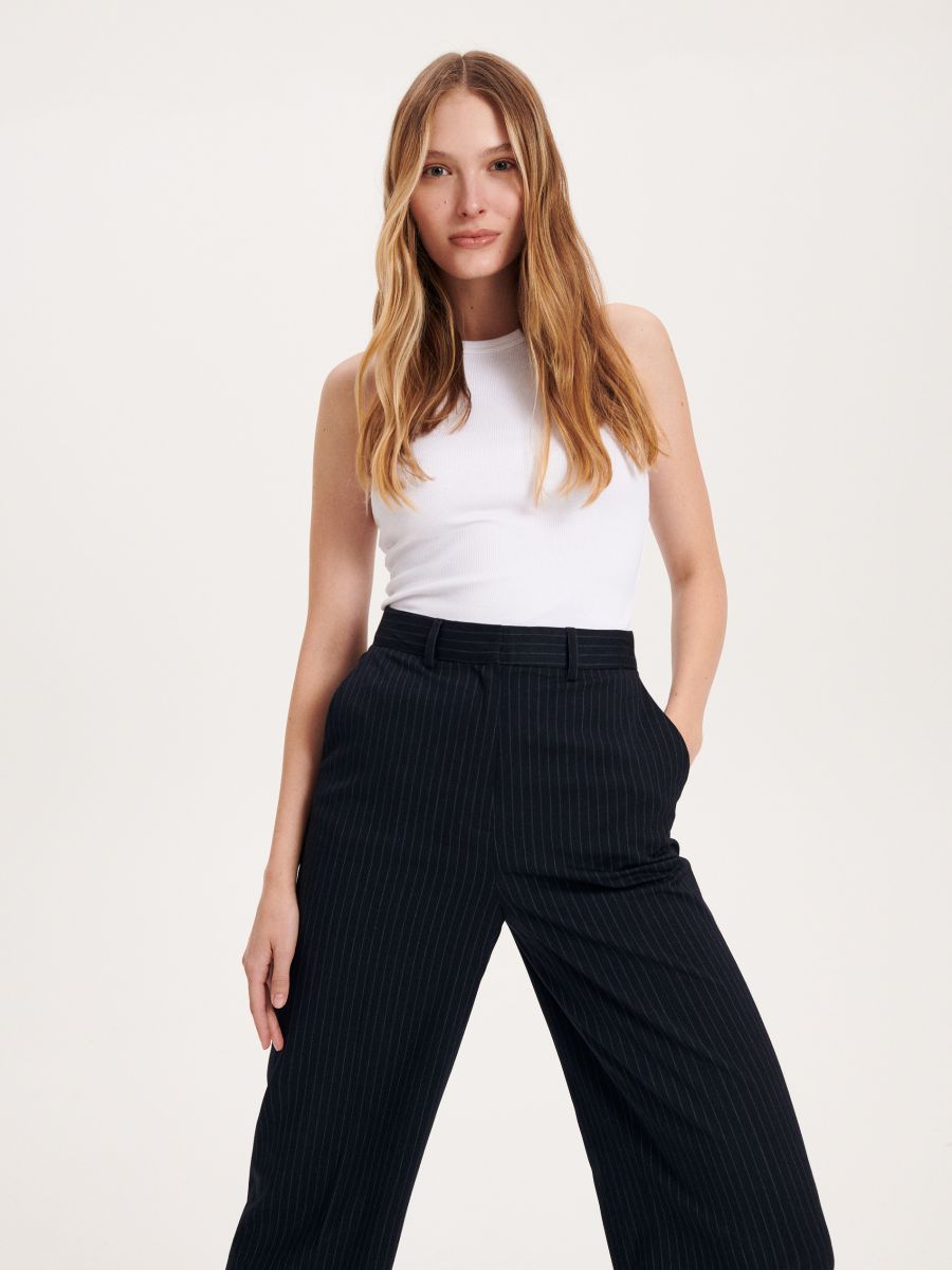 Trousers with pressed crease - navy - RESERVED - 3