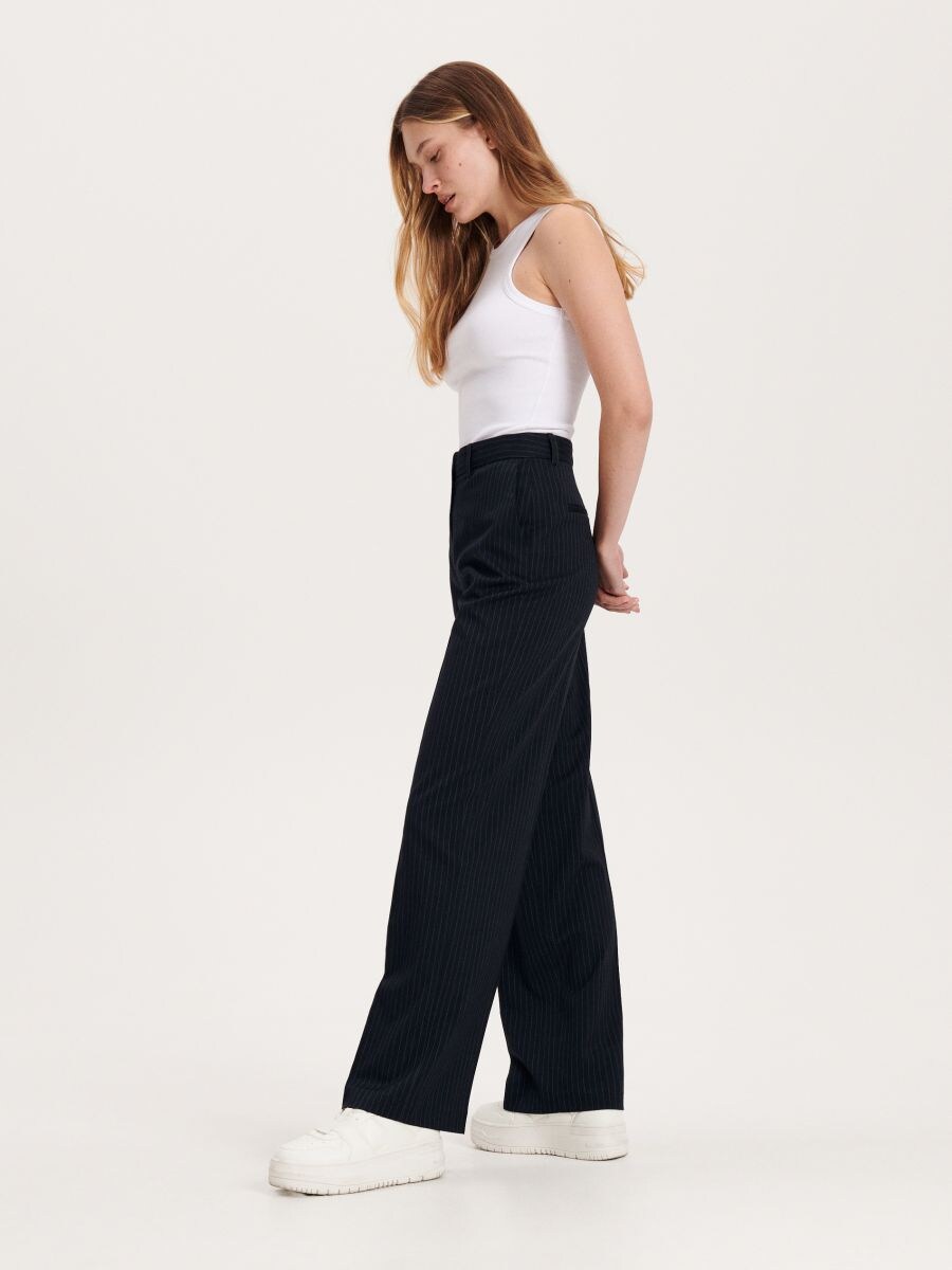 Trousers with pressed crease - navy - RESERVED - 2