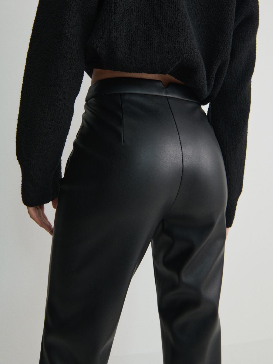 asos Design Women's Faux Leather Pants Size 6 Black Straight Leg High  Waisted | eBay