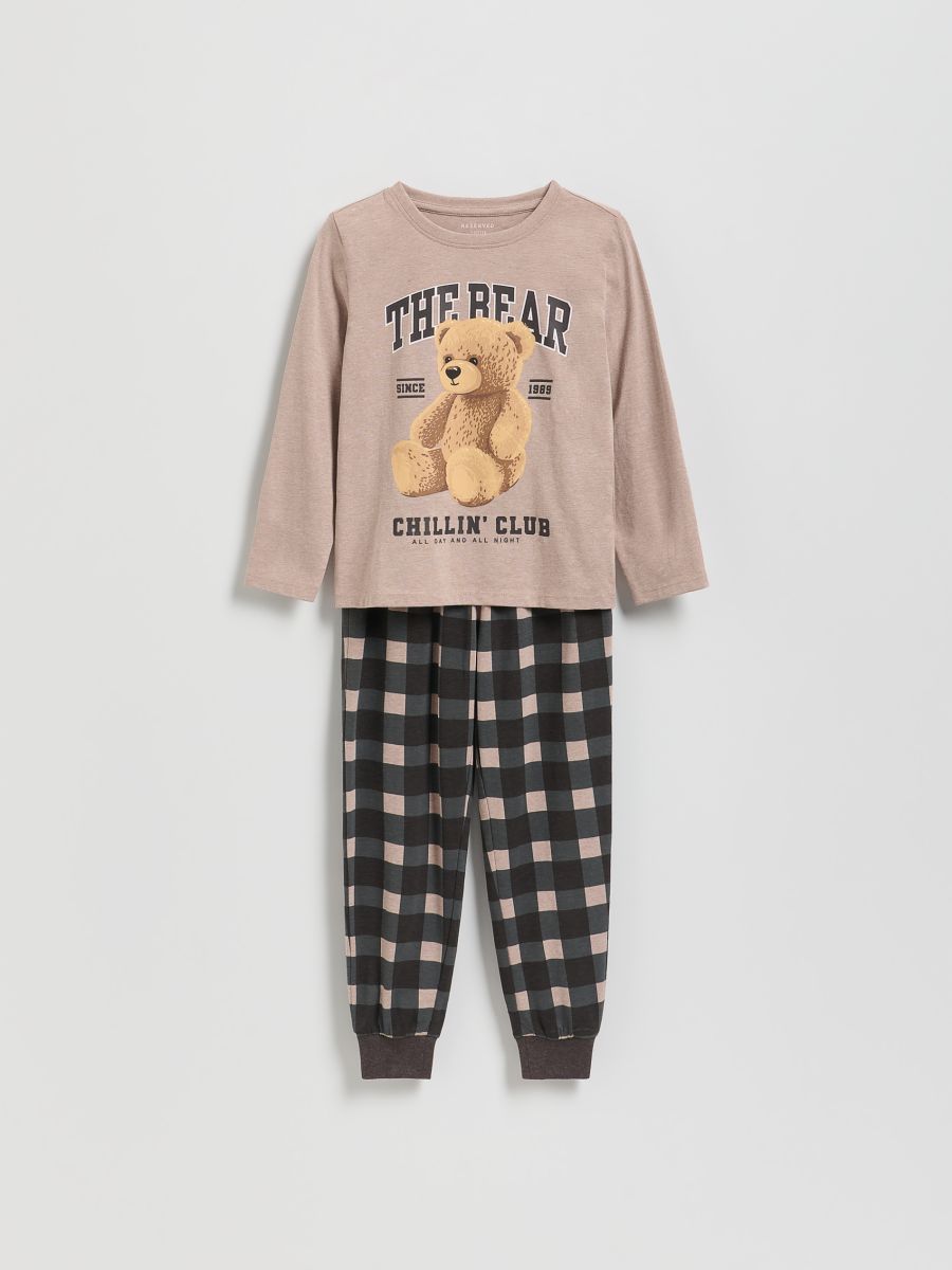 Printed cotton pyjama set - beige - RESERVED