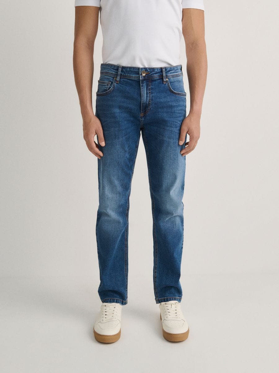 Slim jeans with wash effect - blue jeans - RESERVED