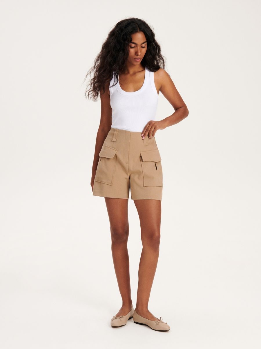 Shorts with pockets - beige - RESERVED - 3