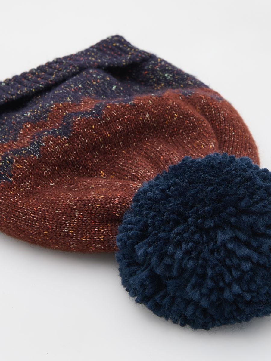 Beanie with pom pom - brown - RESERVED - 2