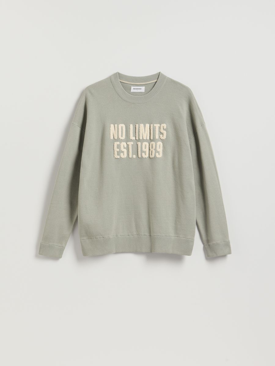 Sweter z napisem - jasnozielony - RESERVED