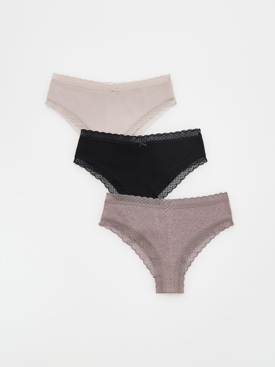 Cotton rich hipster knickers 3 pack - coffee - RESERVED