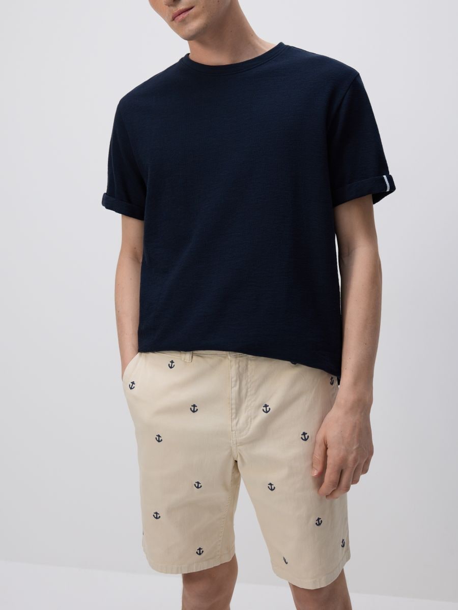 Regular shorts with embroidery detail - beige - RESERVED - 2